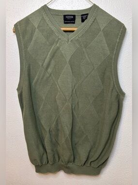 Izod Golf Mercerized Cotton Sweater in Olive Green